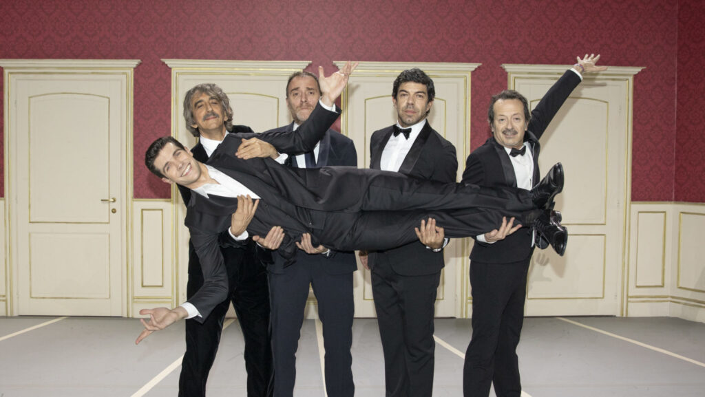 Roberto Bolle insieme a Sergio Rubini, Valerio Mastandrea, Pierfrancesco Favino e Rocco Papaleo a Danza con me