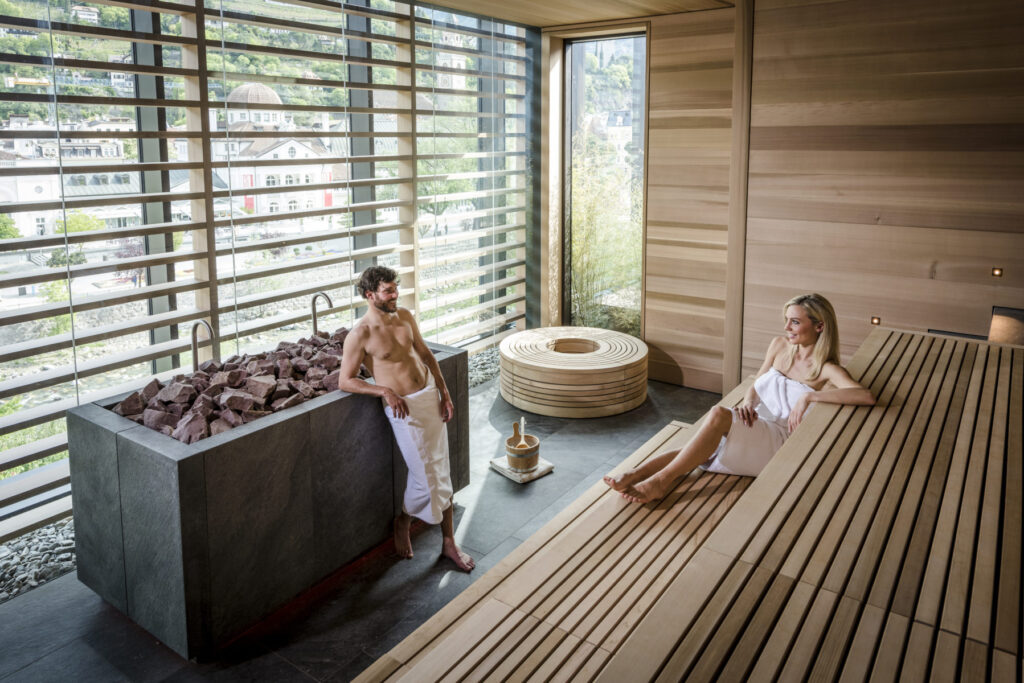 San Valentino nella sauna panoramica delle Terme di Merano